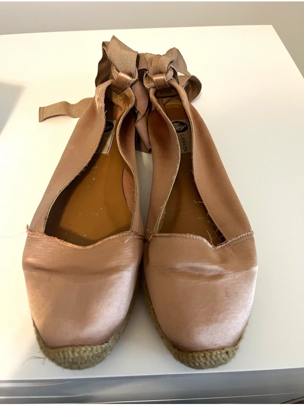 Lanvin Satin Espadrille Flats in Rose - size 39 - with box - collectible
